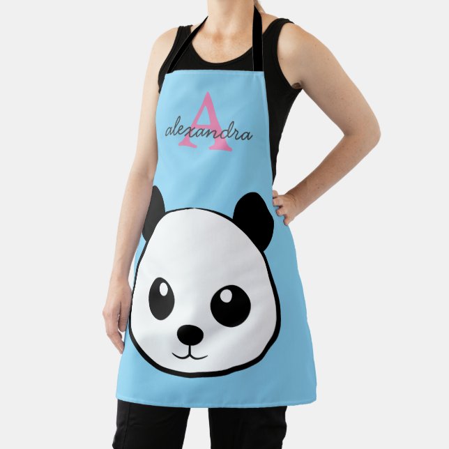 Cute Panda Bear – Personalized Monogram Kitchen Schürze (InSitu)