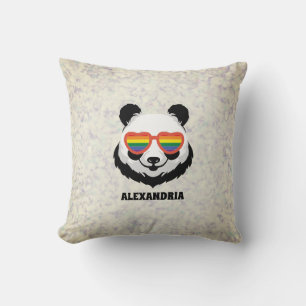 Cute Panda Bear   Rainbow   LGBTQ Kissen