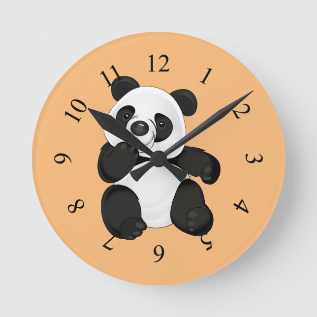 Cute Panda Bear Runde Wanduhr (Vorderseite)