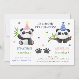 Cute Panda Boy and Girl Joint Birthday  Einladung