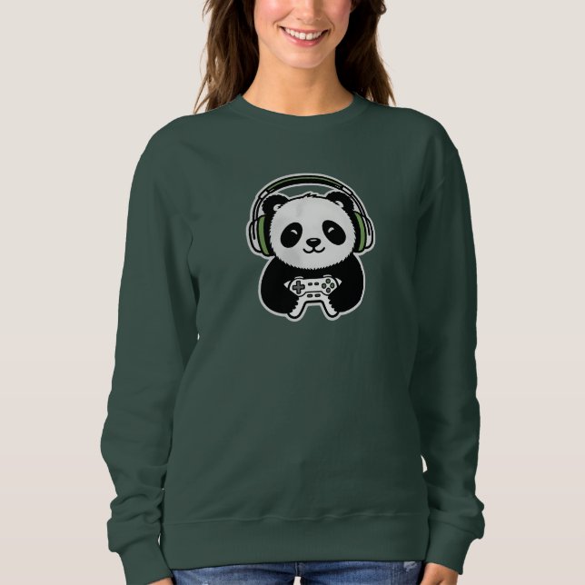 Cute Panda Gamer - Kawaii Gaming Panda with Headse Sweatshirt (Vorderseite)