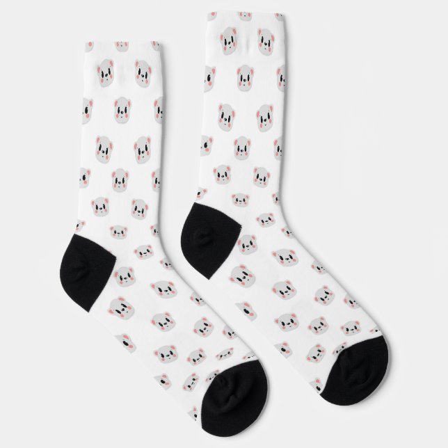 Cute Panda Grid Crew Socks Socken (Rechts)