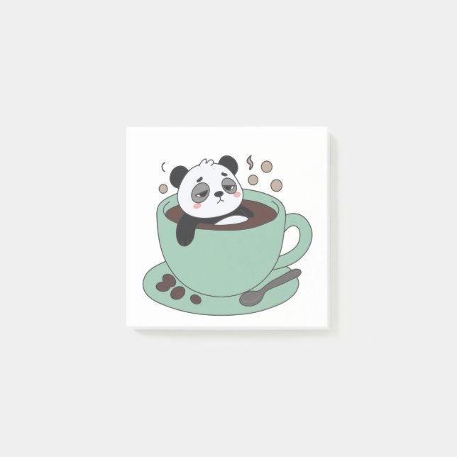 Cute Panda In Coffee Cup Coffee Lover Gift Post-it Klebezettel (Vorderseite)