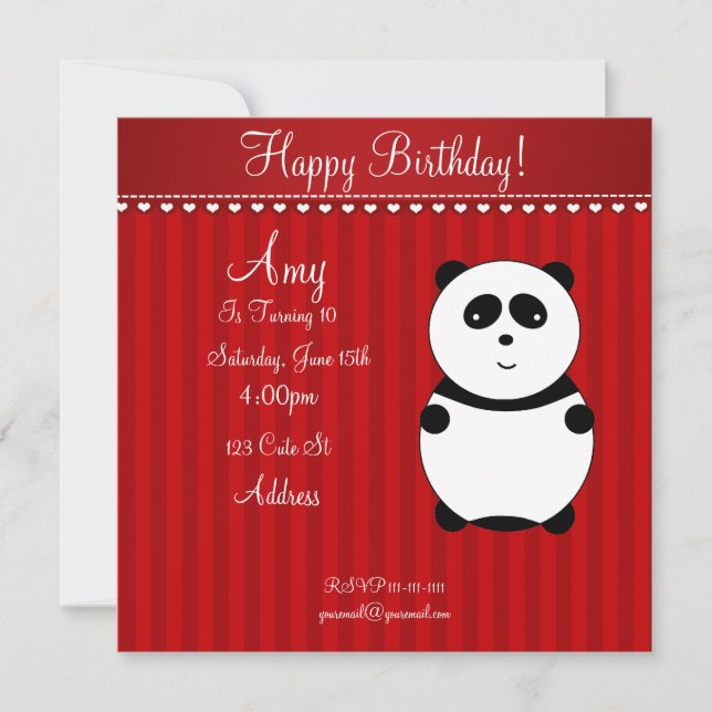 Cute panda invitation einladung (Vorderseite)