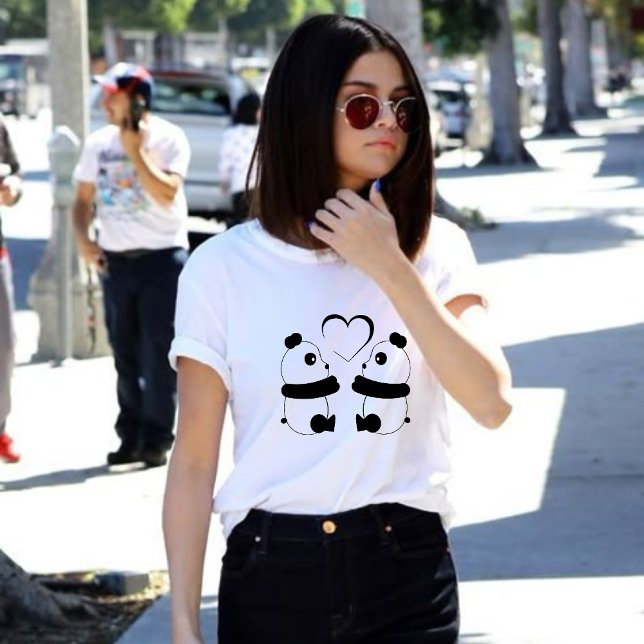 Cute Panda Ours Couple T-shirt esthétique (Créateur téléchargé)