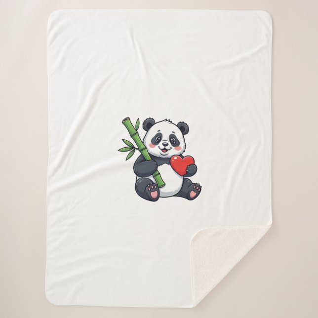 Cute Panda with Bamboo Cozy Nature Illustration Bl Sherpadecke (Vorderseite)