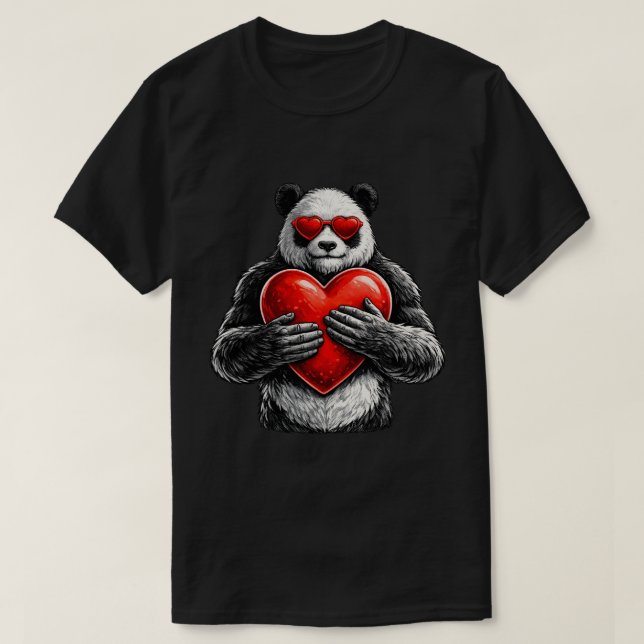 Cute Panda With Heart Love Design T-Shirt (Design vorne)