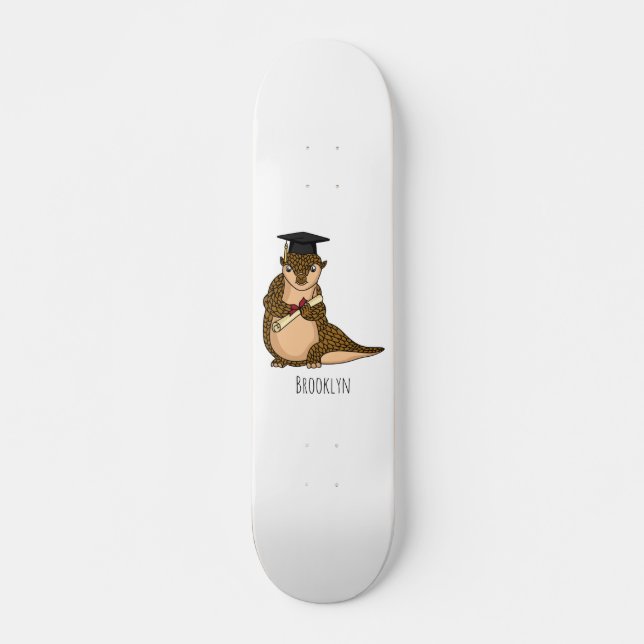 Cute pangolin graduating cartoon  skateboard (Vorne)