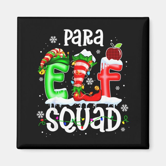 Cute Para Elf Squad Funny Christmas Elf Kids Teach Magnet (Vorne)