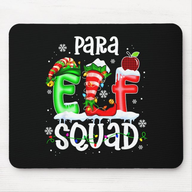 Cute Para Elf Squad Funny Christmas Elf Kids Teach Mousepad (Vorne)
