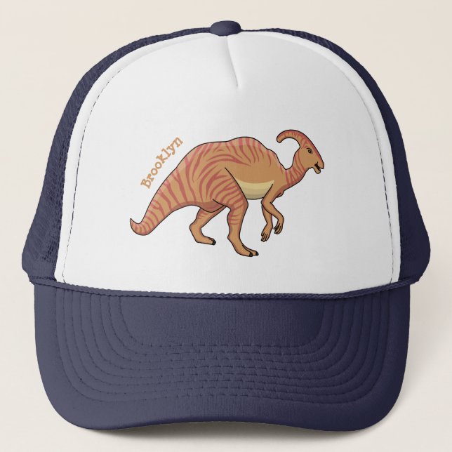 Cute parasaurolophus dinosaur cartoon illustration truckerkappe (Vorderseite)