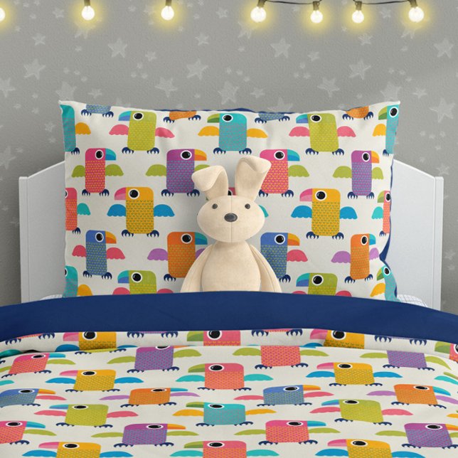 Cute Parrot Pattern on Cream Kissenbezug (Von Creator hochgeladen)