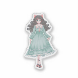 Cute Pastel Anime Girl Doll Aesthetic Vinyl  Aufkleber