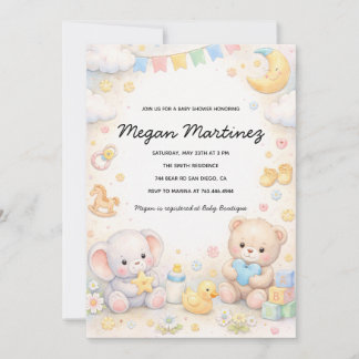 Cute Pastel Baby Shower Invitation Template