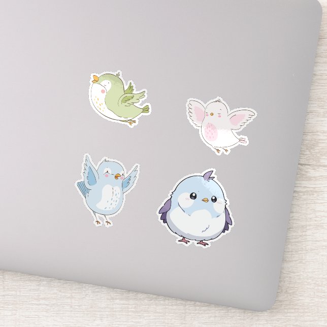 Cute Pastel Birds Vinyl Stickers (Détail)