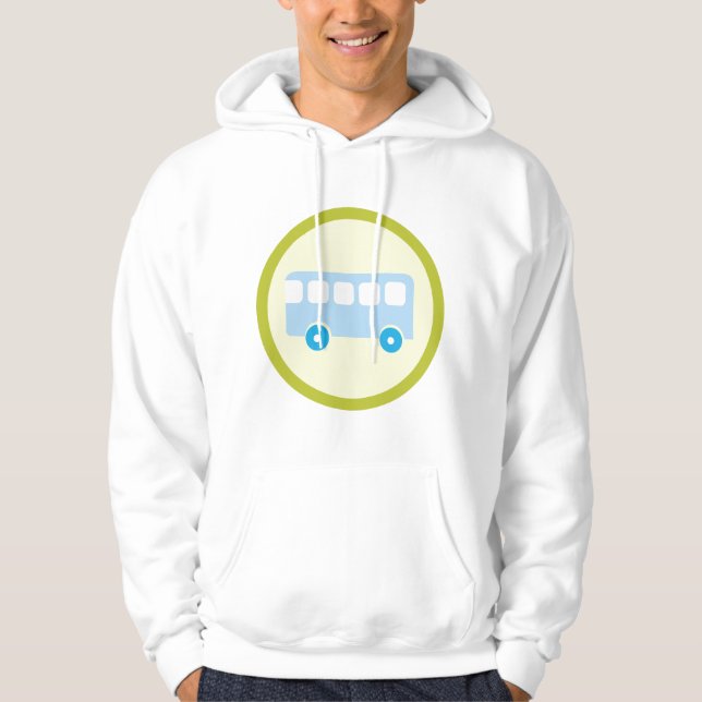 Cute Pastel Blue School Bus Icon Hoodie (Vorderseite)