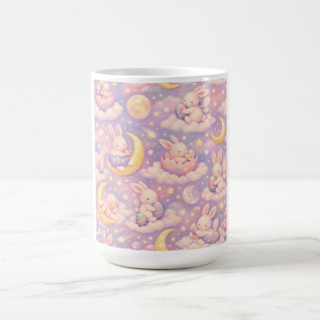 Cute Pastel Bunny Mug – Kawaii Moon & Clouds (Centre)
