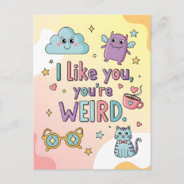 Cute Pastel Cat Monster Kawaii Art Postkarte