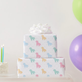 Cute Pastel Colorful Horses Dots Pattern 2026 Geschenkpapier