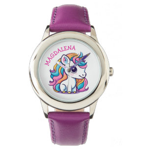 Cute Pastel Couleur Unicorne Montre avec nom