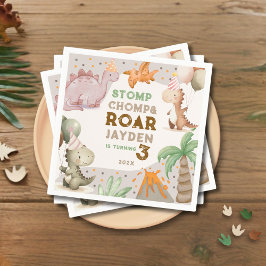 Cute Pastel Dinosaur Birthday Party Serviette