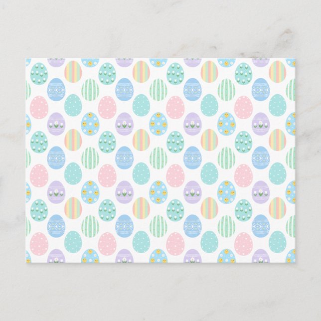 Cute Pastel Easter Eggs Pattern  Einladungspostkarte (Vorderseite)