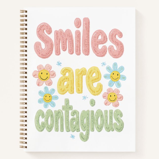 Cute Pastel Flower Smiles Are Contagious Notizbuch (Vorderseite)