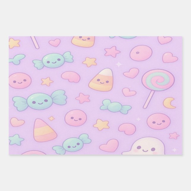 Cute Pastel Ghost Halloween, Geschenkpapier Set (Vorderseite)