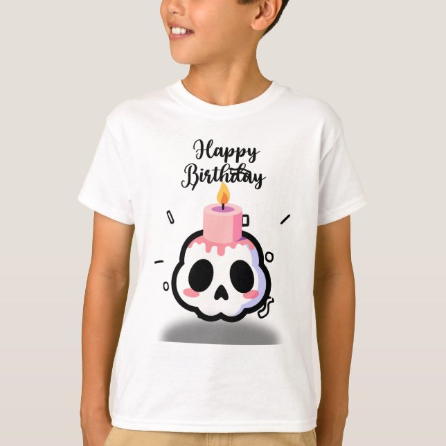 Cute Pastel Goth Skull Birthday T-Shirt (Vorderseite)