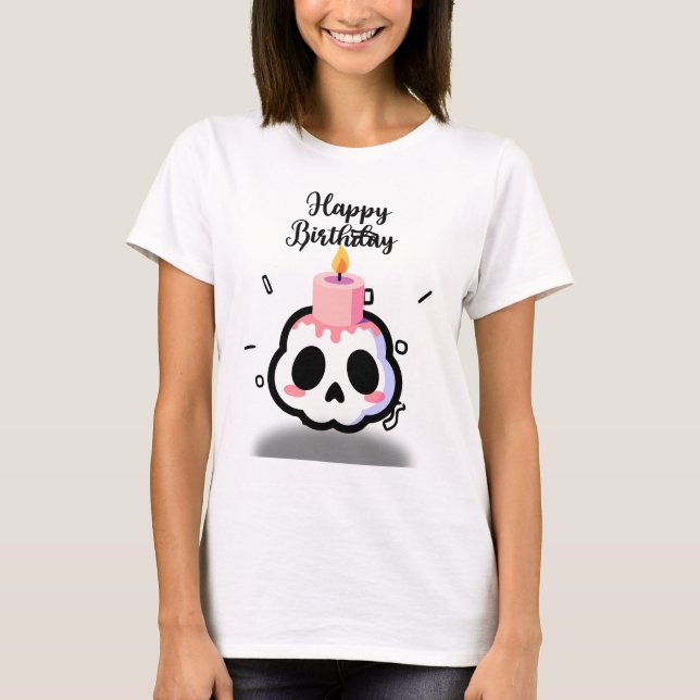 Cute Pastel Goth Skull Birthday T-Shirt (Vorderseite)