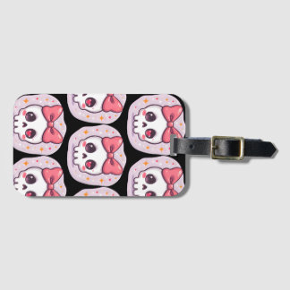 Cute Pastel Goth Skull with Bow Gepäckanhänger