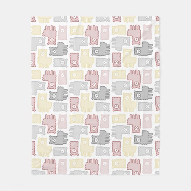Cute Pastel Llama Puzzle Pattern Fleecedecke (Vorderseite)