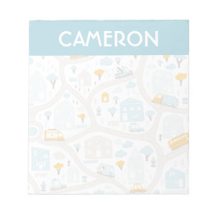 Cute Pastel Neighborhood Map Pattern Notizblock