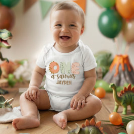 Cute Pastel One A Saurus Dinosaur Birthday Baby Strampler