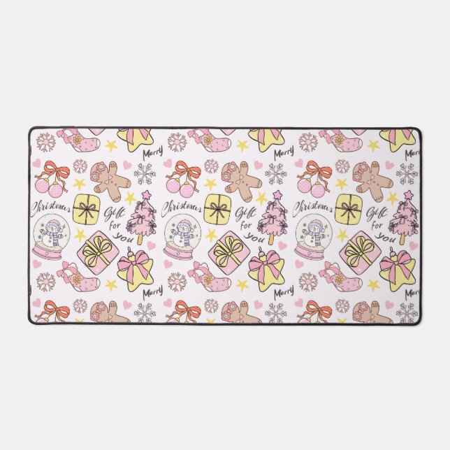 Cute Pastel Pink Christmas Ornaments Pattern (Recto)