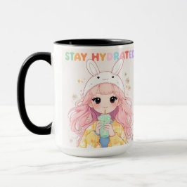 Cute Pastel Pink Hair Stay Hydrated graphic Mug Tasse
