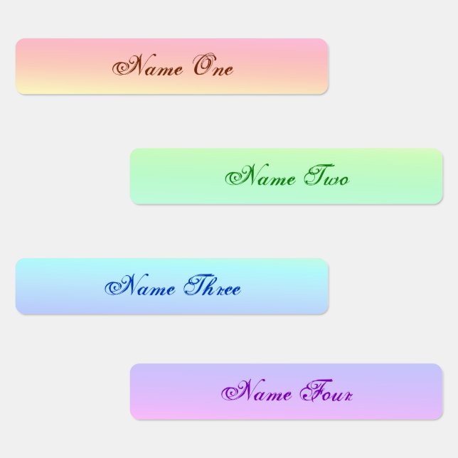 Cute Pastel Rainbow Fer sur le nom Étiquette Étiqu (Groupe)