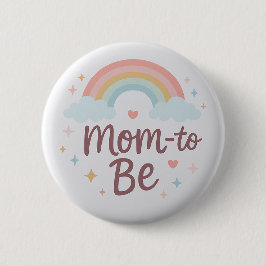 Cute Pastel Rainbow Mom to Be Button