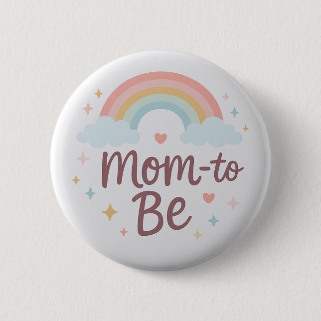 Cute Pastel Rainbow Mom to Be  Button (Vorderseite)