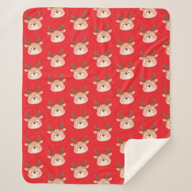 Cute Pastel Reindeer Head Sherpadecke (Vorderseite)