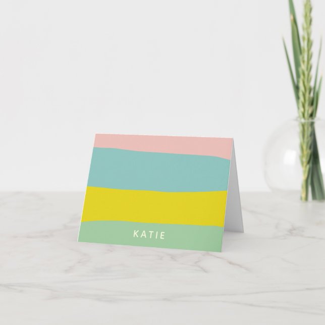 Cute Pastel Stripes Stationery Nom Personnalisé (Devant)