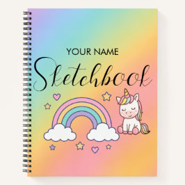 Cute Pastel Unicorn Rainbow Custom Name Notizbuch