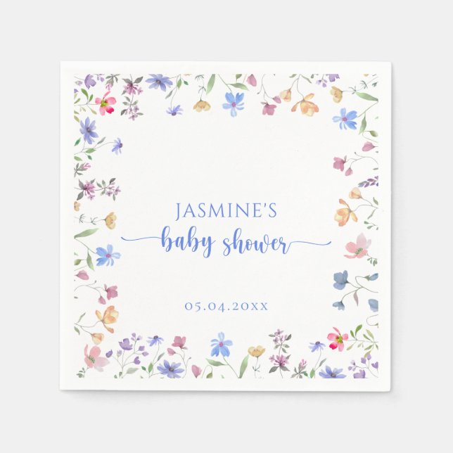 Cute Pastel Wildflower Garden Baby Shower Serviette (Vorderseite)
