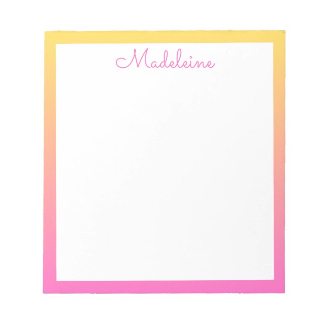 Cute Pastel Yellow and Pink Gradient Border Notizblock (Vorderseite)