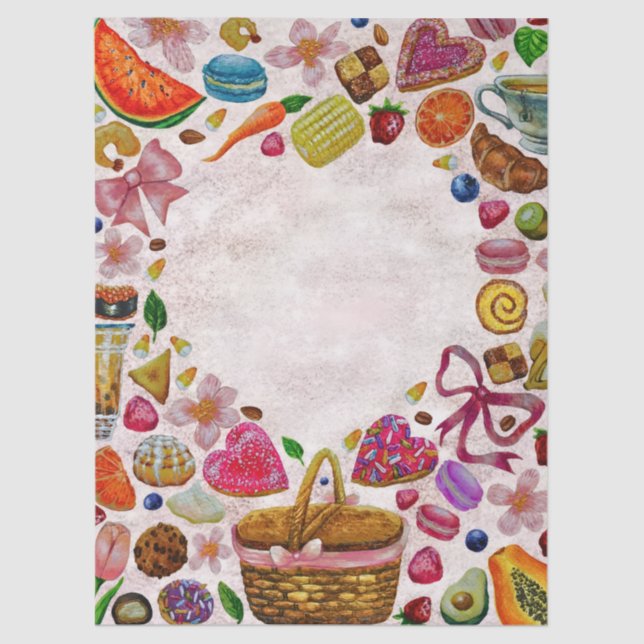 Cute Pastry Confections Sweets Seidenpapier (Vorderseite)