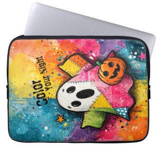 Cute Patchwork Ghost Colorful Splatter Art Laptopschutzhülle