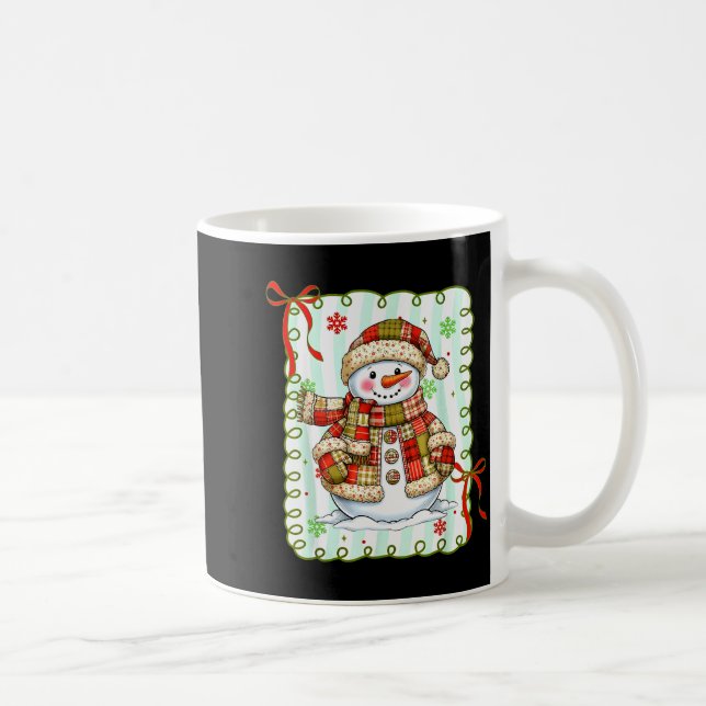 Cute Patchwork Snowman Bow Christmas Xmas Men Wome Kaffeetasse (Rechts)