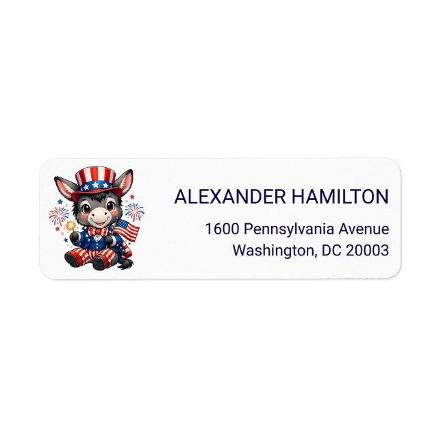 Cute Patriotic Donkey Return Address (Vorne)