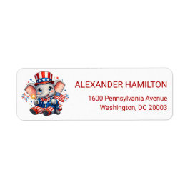  Cute Patriotic Elephant Return Address