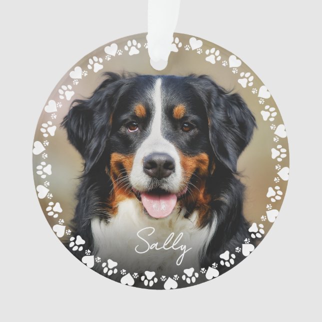 Cute Paw Prints and Hearts Frame Custom Pet Photo (devant)